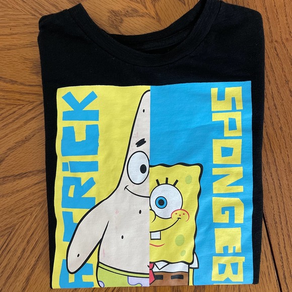 Nickelodeon Black T-shirt Spong Bob Sz XL (14-16) pré-owned - Picture 6 of 6